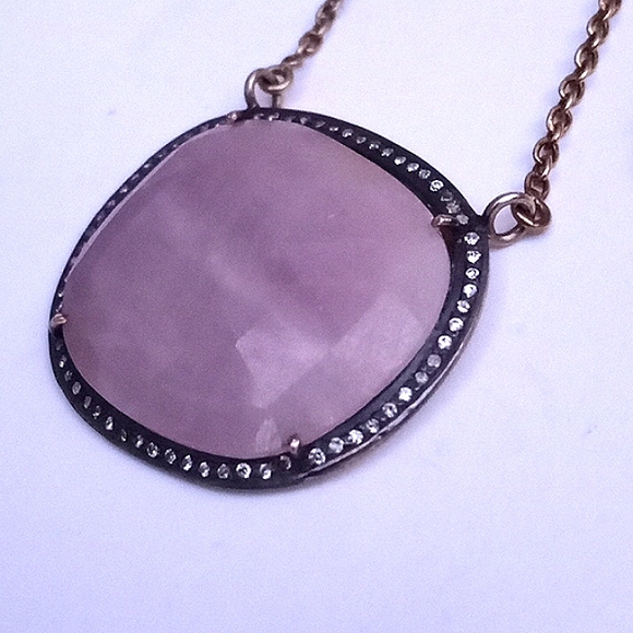 ESTATE 14K Vermeil Large Pink Ruby / Sapphire White Stone Halo Pendant Necklace - Picture 6 of 16
